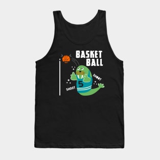 Walrus playing basketball cartoon Tank Top